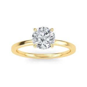 1 Carat Round Lab Grown Diamond Engagement Ring: Solid Gold Solitaire