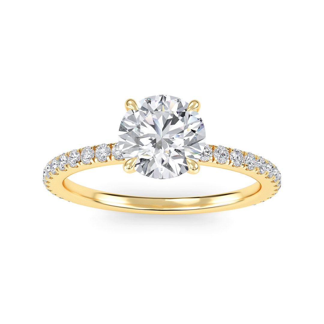 1 Carat F/VS1 IGI Certified Round Cut Lab Grown Diamond Engagement Ring ...