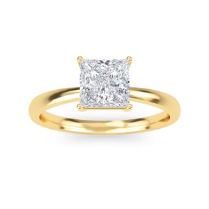 Anillo solitario con diamante cultivado en laboratorio de talla princesa de 1 quilate con certificación IGI