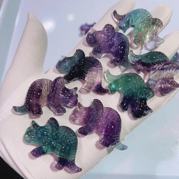 Natural Rainbow Fluorite Rhinoceros , cactus,Quartz Crystal Carved,Crystal Pendant,Necklace,Crystal Gifts