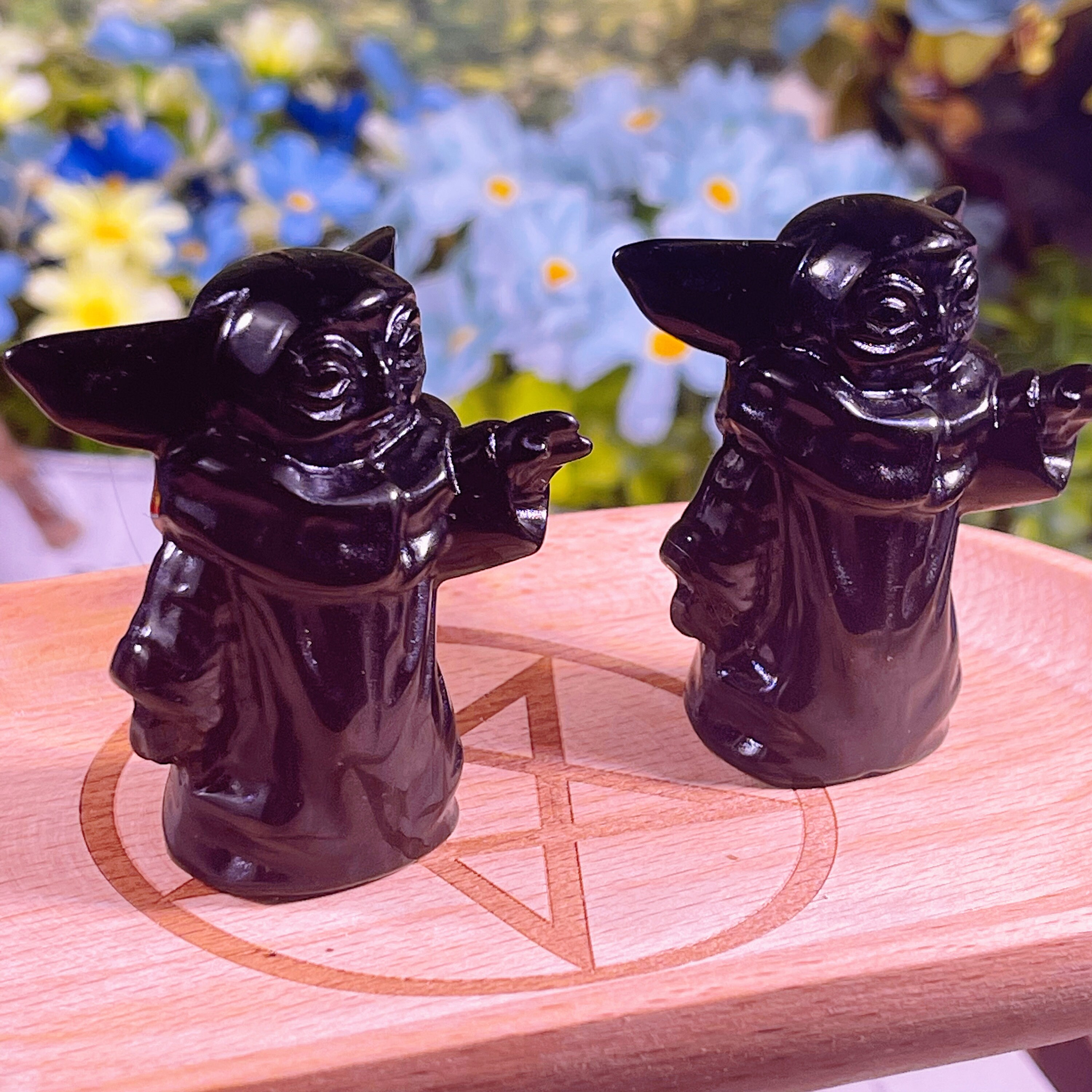 Hand Carving Obsidian Yoda Quartz Crystal Mineral Etsy
