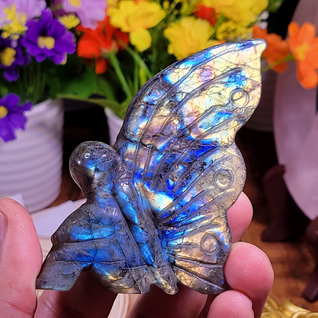 Hand Carved Labradorite Fairy Crystal Labradorite Skull Crystal Statue ...