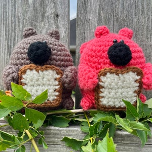 Crochet Chunky Squirrel Holding Bread | Crochet Squirrel Plush | Handmade Squirrel Plushies