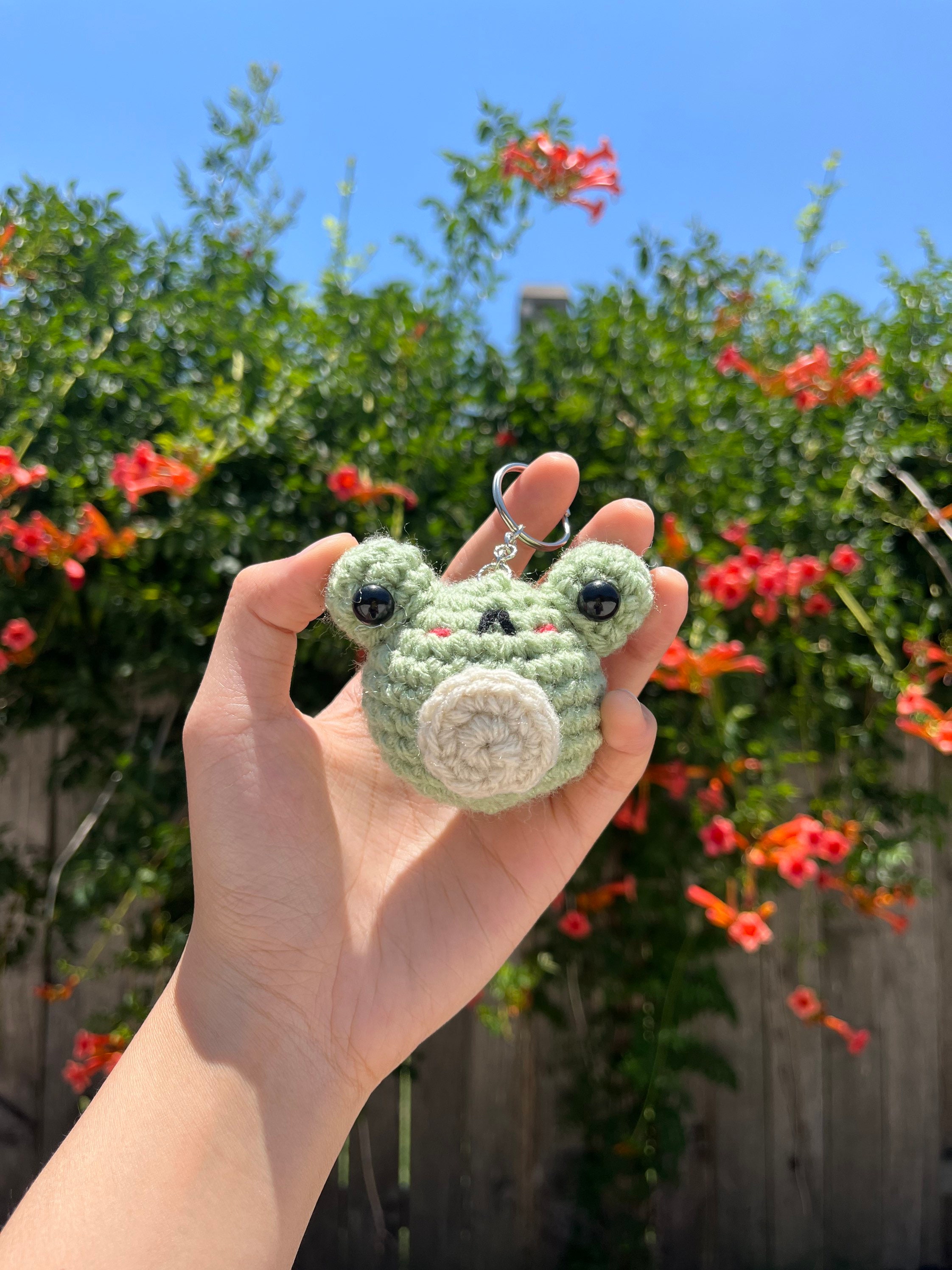 Crochet Frog Keychains Expressive Frog Keychains Smiling Etsy