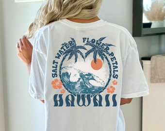 Komfort Farben Hawaii T-Shirt Übergroße Beachy T-Shirt Palmen Süßes Sommer-Grafik-T-Shirt Trendige Sommeroberteile Ästhetische Kleidung Strand-Shirt