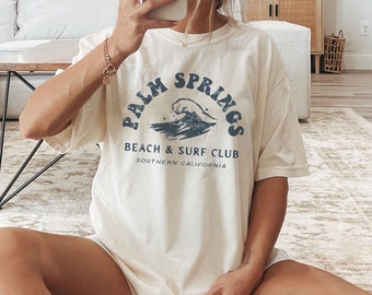 Comfort Colors Trendy Palm Springs Shirt Beach Tshirt Beachy Tee Oversized Tshirt Distressed Summer Tee VSCO Coconut Girl Y2k Beach Shirt