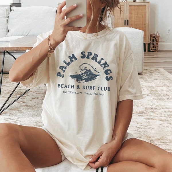 Comfort Colors Trendy Palm Springs Shirt Beach Tshirt Beachy Tee Oversized Tshirt Distressed Summer Tee VSCO Coconut Girl Y2k Beach Shirt