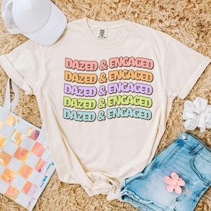 Dazed and Engaged Bachelorette Shirts, Customizable Groovy Bachelorette T-Shirts, Boozed and Confused, Retro Theme Comfort Colors Bach Shirt