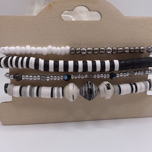 Black and white bracelet stack