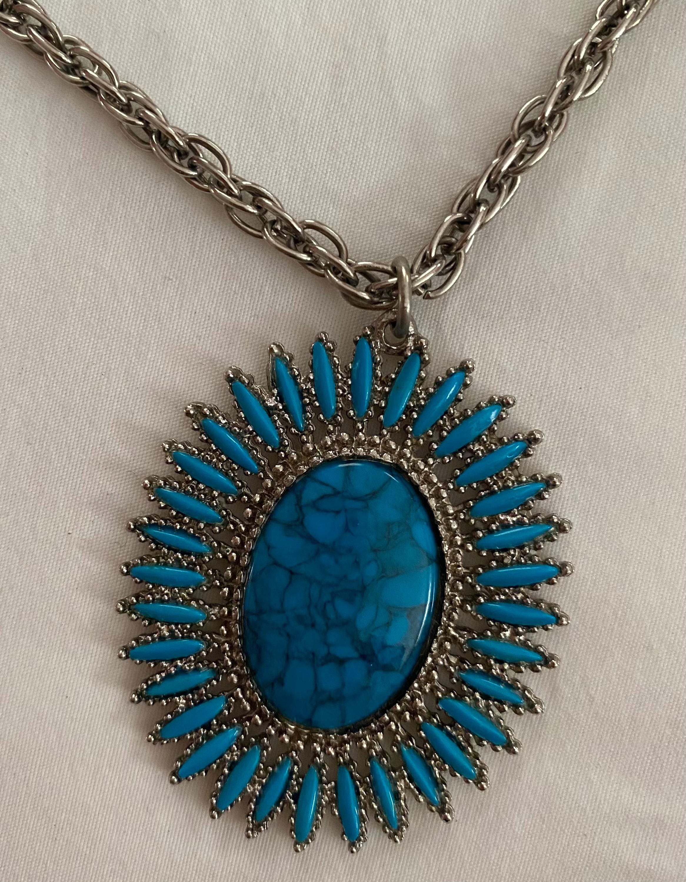 ネックレス・ペンダント Turquoise Needle Point Pendant & Brooch Zuni Needlepoint - Etsy