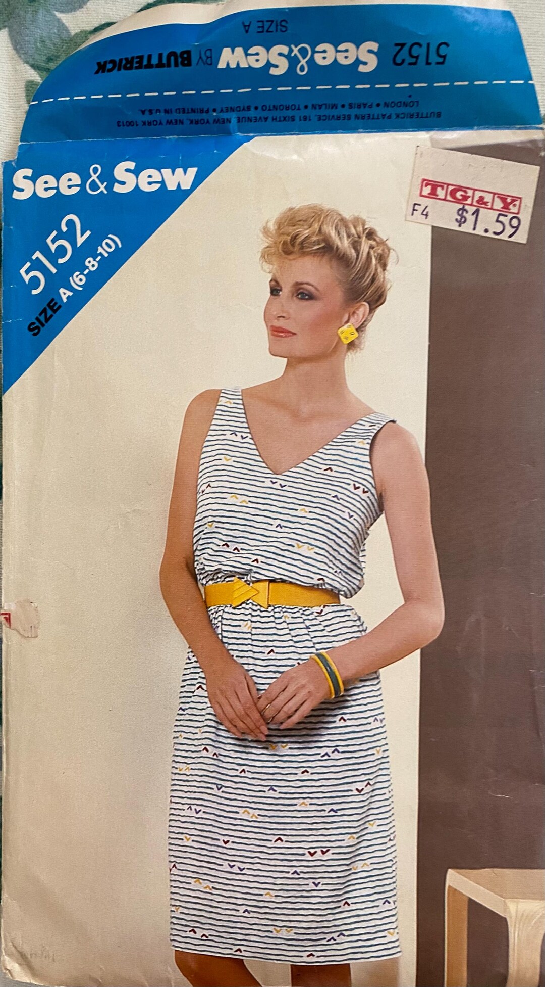 Vintage Butterick See and Sew Misses Semi-fitted Dress Pattern 5152 ...