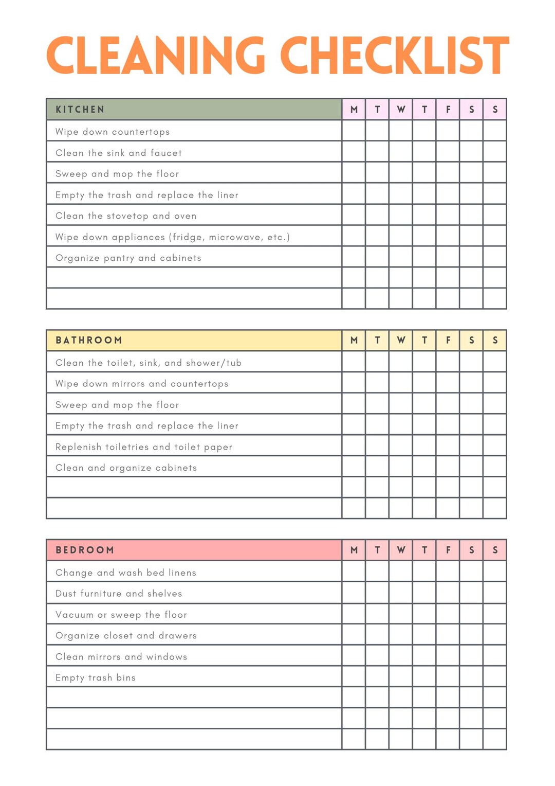 Printable Cleaning Checklist - Etsy Canada