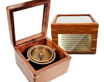 Personalized Gimbal Compass Wooden Box - Memorial Keepsake Gift, Co-Worker Retirement Gift, Class of 2024 Graduation Gift, Traveler gift