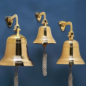 Custom Engraved Solid Brass Captain’s Bell – Nautical Ship Bell for Boats, Coastal Home Décor & Maritime Gifts, Solid Brass Restaurant Bell