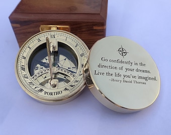 Personalized Adventurer Sundial Compass, Functional Working Compass, 2024 Graduation Gift, Anniversary Gift for Him, Retirement Gift