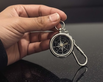 Collar y llavero con brújula, regalo para amantes de los viajes, joyería inspiradora, regalo para parejas.