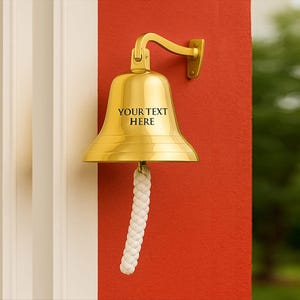Personalized Engraved Brass Bell - Custom Antique Bell for - Engraved School Wall Hanging Bell Indoor - Brass Nautical Bell for Home Decor