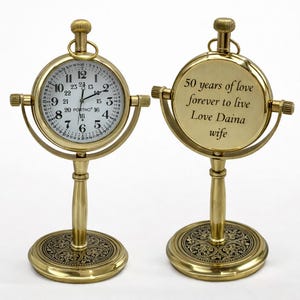 Custom Golden Anniversary Desk Clock | 50th Wedding Gift for Couples - personalized clock.