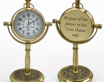 Custom Golden Anniversary Desk Clock | 50th Wedding Gift for Couples - personalized clock.