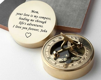 Personalized Sundial Compass, Thanksgiving gift for mom, Mother's day gift, Retirement Gift, Class of 2024 graduation gift