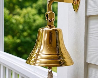 Personalized Solid Brass Nautical Bell: Engraved Service Doorbell, Large Home Decor.