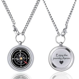 Personalized Compass Necklace | Working Compass | Custom Gifts for Graduates, Gift for Son, Gift for Grandson, Gift for Boyfriend