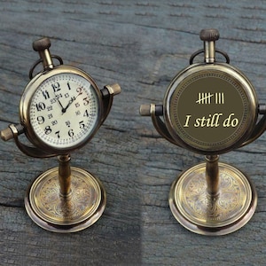 Personalized 8th Anniversary Gift - Engraved Table Clock with Tally Marks - Traditional Bronze Gift for Him, Husband, Boyfriend, Office