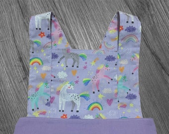 Unicorn and Rainbows Pinafore Dress handmade, 100% Cotton, party dress