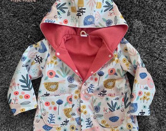 Children’s water resistant hooded, rain, winter jacket - Handmade coat