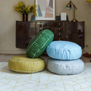 Bodenkissen, Meditationskissen, Bodensitzkissen, Marokkanischer Pouf, Bodenpouf, Osmanischer Pouf, Rundes Sitzkissen, Sitzkissen Ottoman