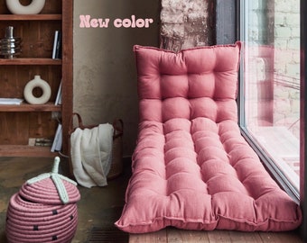 Coussin de banc, grand coussin de sol, oreiller de sol futon rose, coussin personnalisé, oreiller de siège, coussin Day Window, coussin Français, Wabi Sabi