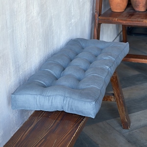 Blue Bench cushion, Floor Sofa, Custom bench cushion, Sofa cushion, Blue Floor Cushion, Window seat cushion, Reading nook cushion image 4