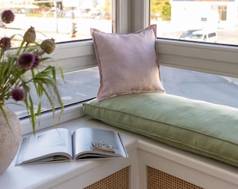 Window seat cushion, Linen Bench cushion, Seat cushion, Removable cover, Custom bench Cushion, Reading nook cushion, Sofa cushion