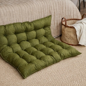 Large Floor Cushion for Reading Nooks and Low Seating, Linen Floor Pillow, Custom Bench Cushion image 3