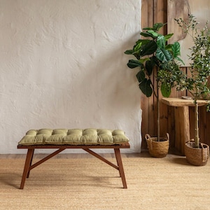 Large Floor Cushion for Reading Nooks and Low Seating, Linen Floor Pillow, Custom Bench Cushion image 16