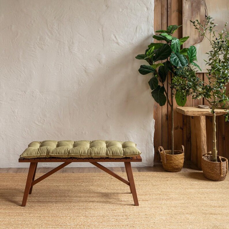 Large Floor Cushion for Reading Nooks and Low Seating, Linen Floor Pillow, Custom Bench Cushion image 16