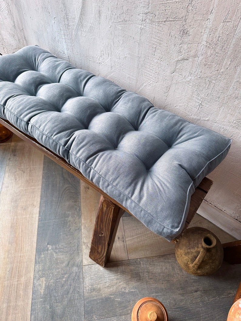 Blue Bench cushion, Floor Sofa, Custom bench cushion, Sofa cushion, Blue Floor Cushion, Window seat cushion, Reading nook cushion image 3