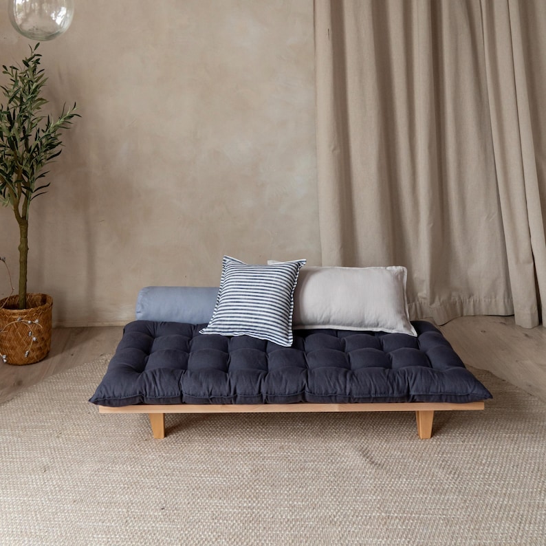 Large Floor Cushion for Reading Nooks and Low Seating, Linen Floor Pillow, Custom Bench Cushion image 6