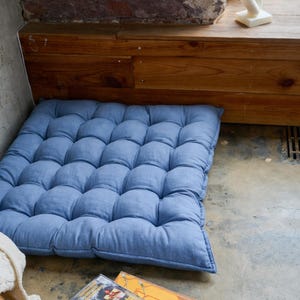 Large Floor Cushion for Reading Nooks and Low Seating, Linen Floor Pillow, Custom Bench Cushion image 12