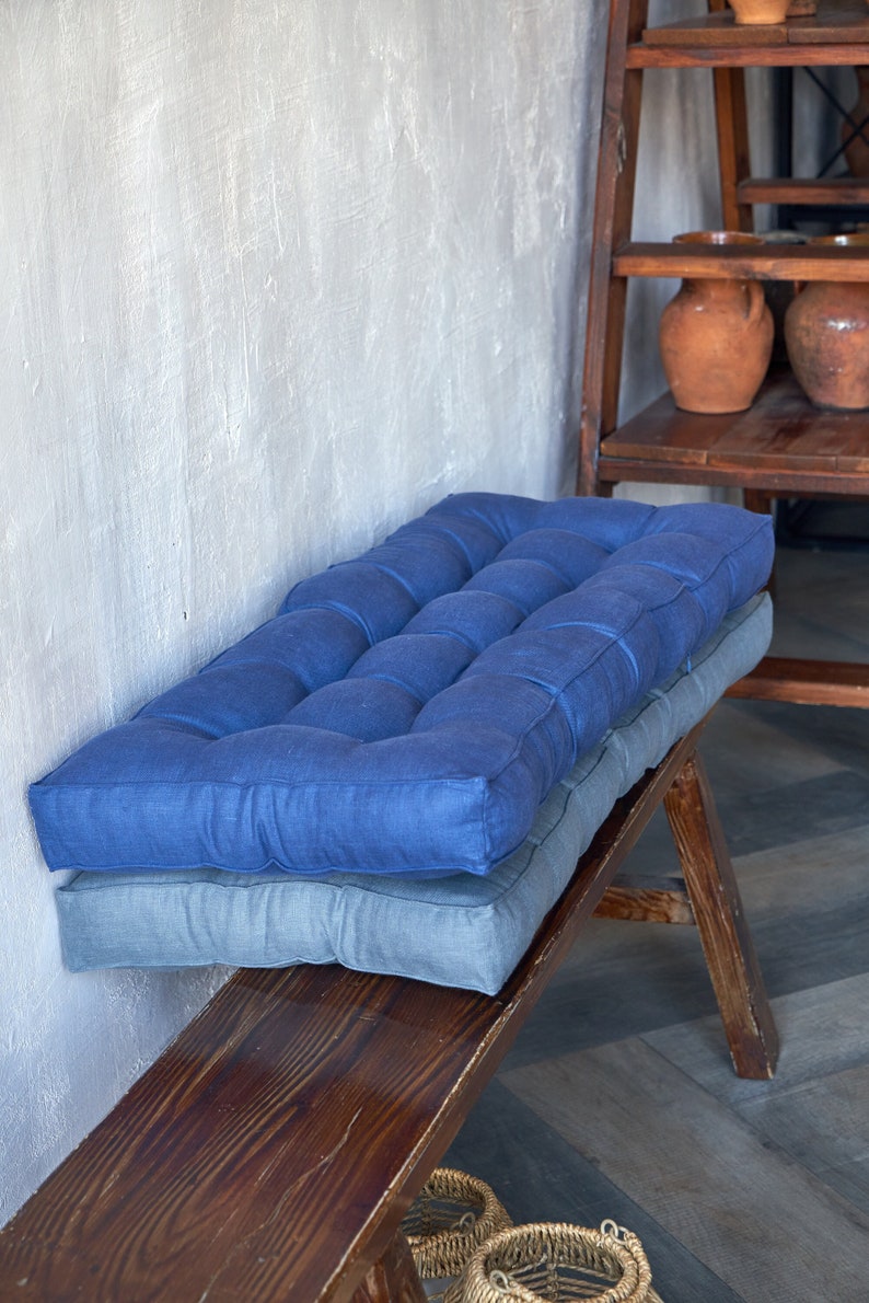 Blue Bench cushion, Floor Sofa, Custom bench cushion, Sofa cushion, Blue Floor Cushion, Window seat cushion, Reading nook cushion image 2