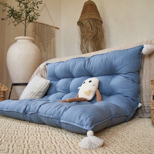 Linen Floor Cushion With Tassels Bench Cushion Sofa -