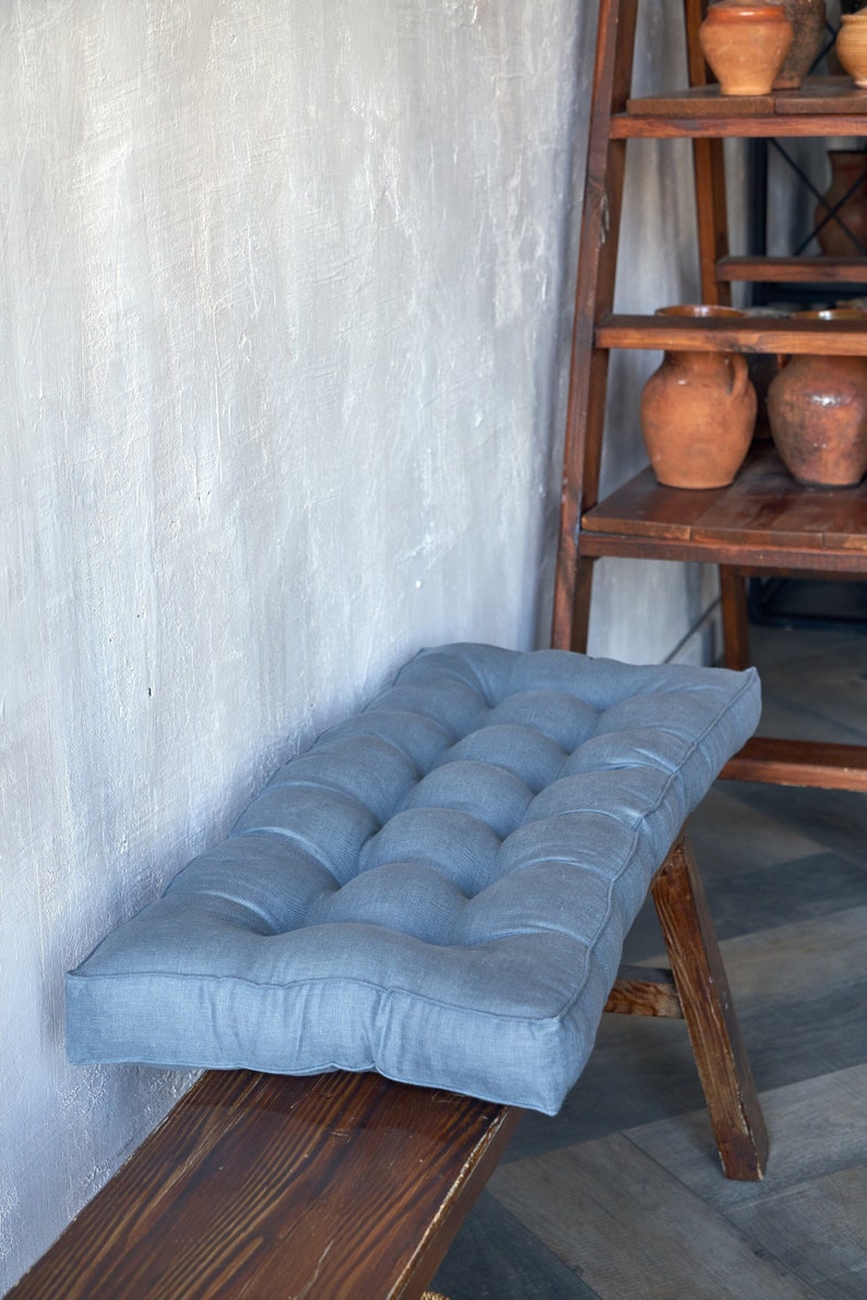 Blue Bench cushion, Floor Sofa, Custom bench cushion, Sofa cushion, Blue Floor Cushion, Window seat cushion, Reading nook cushion image 4