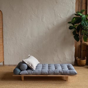 Large Floor Cushion for Reading Nooks and Low Seating, Linen Floor Pillow, Custom Bench Cushion image 11