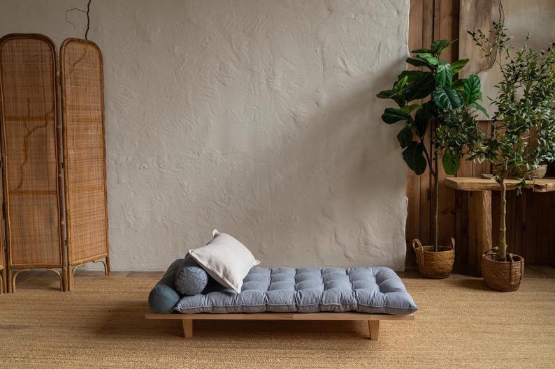 Large Floor Cushion for Reading Nooks and Low Seating, Linen Floor Pillow, Custom Bench Cushion image 11