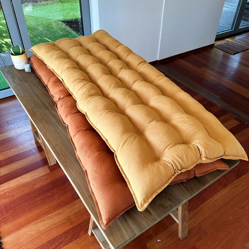 Großes Bodenkissen, Sofakissen, Bodensitzkissen, Leinen-Bodenkissen, Bodensofa, individuelles Bankkissen, Wabi Sabi, Tagesbettkissen Bild 2