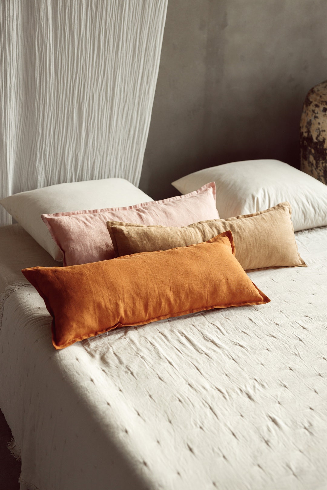 Linen Pillowcase, Custom Pillowcase, Lumbar Pillow Cover, Extra Long Throw Pillow Cover, Custom