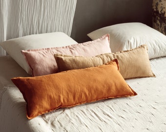Linen pillowcase, Custom pillowcase, Lumbar pillow cover, Extra long throw pillow cover, Custom size pillow cover, Throw Pillows Covers.