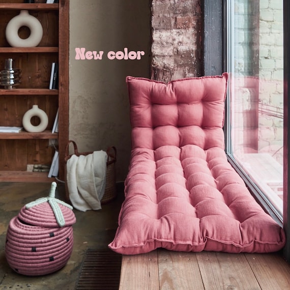 Bench Cushion, Large Floor Cushion, Pink Futon Floor Pillow, Custom  Cushion, Seat Pillow, Day Window Cushion, French Cushion, Wabi Sabi 