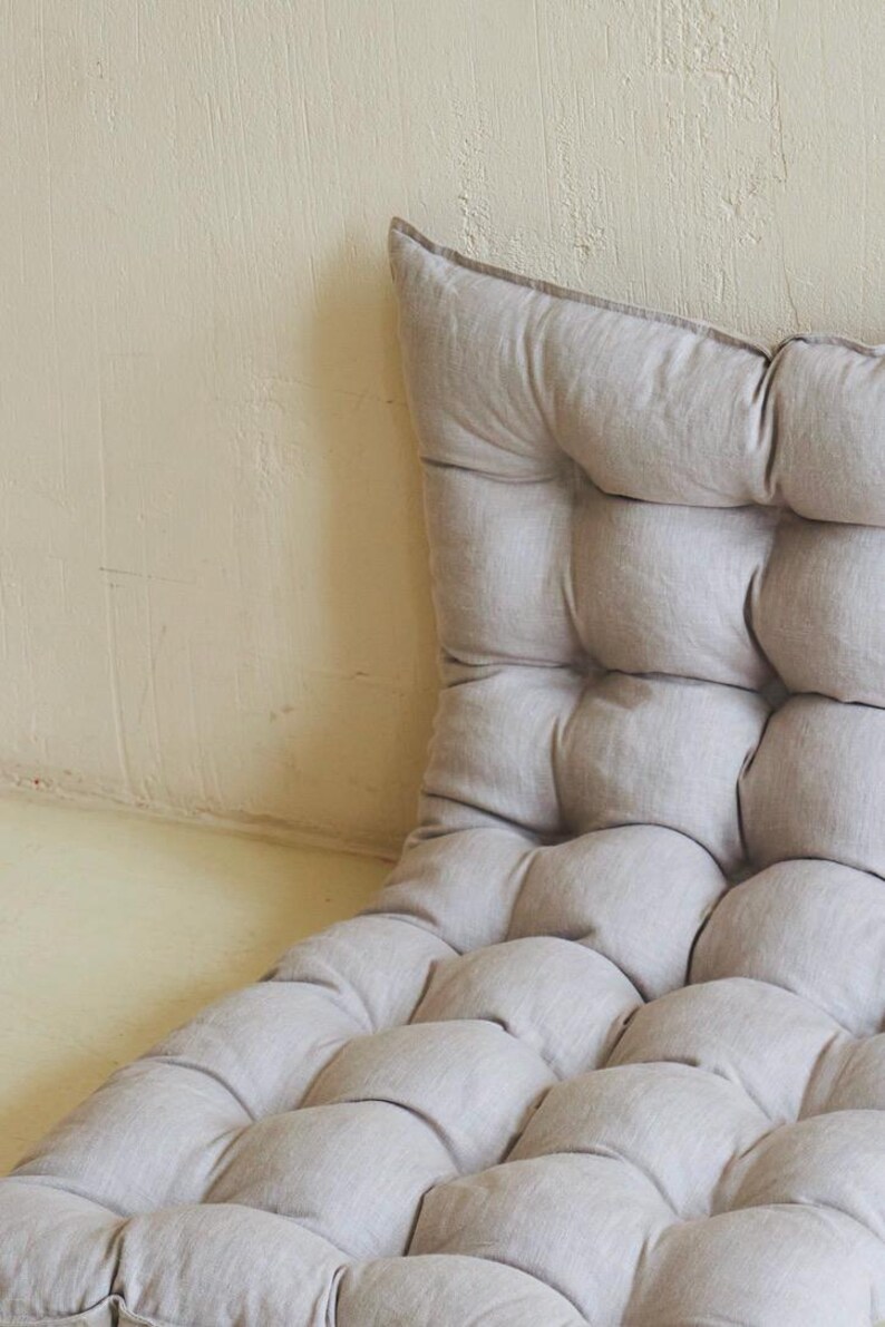 Large Floor Cushion for Reading Nooks and Low Seating, Linen Floor Pillow, Custom Bench Cushion image 14