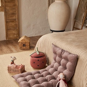 Large Floor Cushion for Reading Nooks and Low Seating, Linen Floor Pillow, Custom Bench Cushion image 13